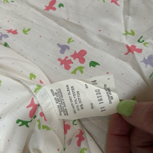 Vintage 70s Bill Tice Sz 14 White Floral Apron Midi Prairie Cottage Dress NWT - Picture 12 of 12